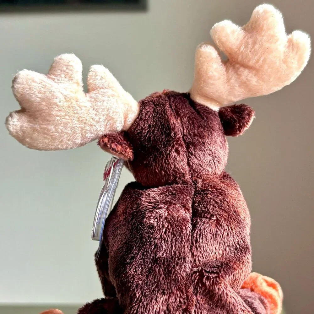 4589 2002 Zeus Orange Brown Moose Big Antlers Ty Beanie Baby Plush Stuffed MWMT - Picture 4 of 9